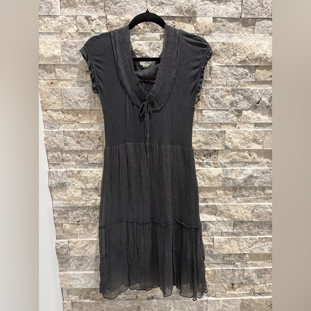 Made in Italy, Elegant Black Dress size S check measurements cotton and silk